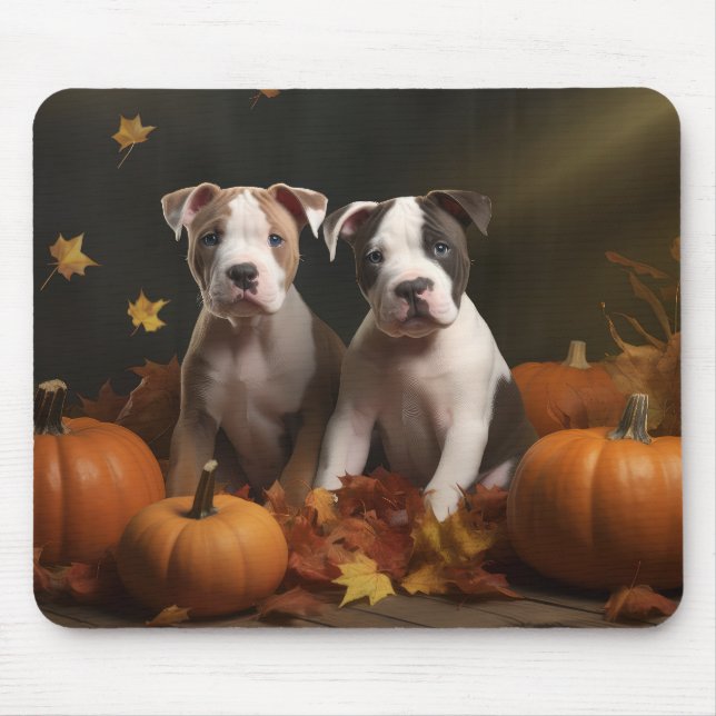 Tapis De Souris American Staffordshire Puppy Automne Délice (Devant)