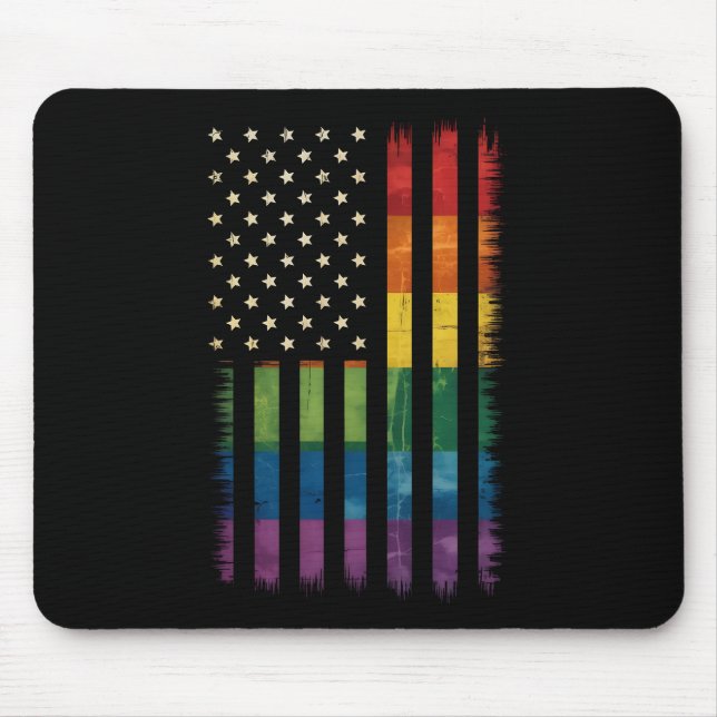 Tapis De Souris American USA Flag Rainbow Pride gay lesbienne LGBT (Devant)