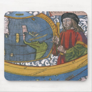 Tapis De Souris Amerigo Vespucci Explorer sur une carte des Amériq