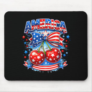 Tapis De Souris Amérique cerise arc étoiles rayures usa 4 juillet