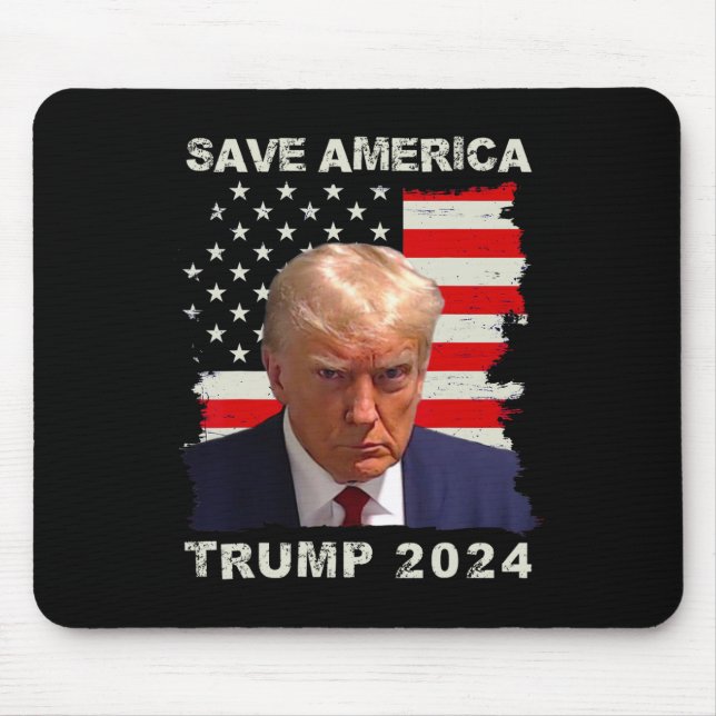 Tapis De Souris Amérique Libérez Trump Mug Shot 2024 drapeau améri (Devant)