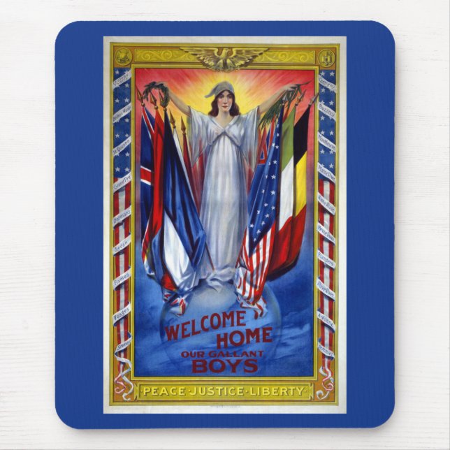 Tapis De Souris Amérique patriotique vintage, Paix Justice Liberté (Devant)