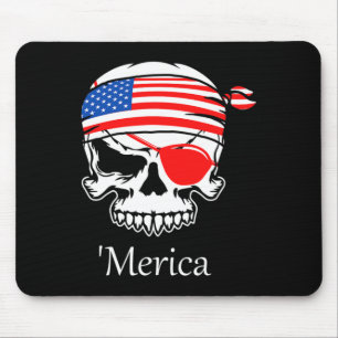 Tapis De Souris Amérique Pirate Skull Drapeau Juillet 4 Independen
