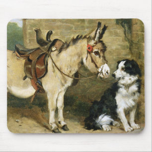 Tapis De Souris Amis animaux de chien et d'âne - art vintage par