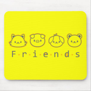 Tapis De Souris Amis animaux mignons se font face