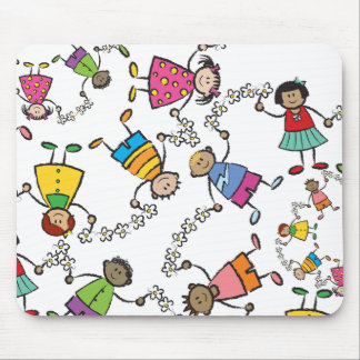 Tapis De Souris Amis heureux mignons d'enfants de bande dessinée