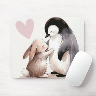 Tapis De Souris Amitié Bunny et Penguin