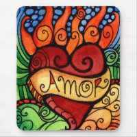 Amor/coutume flamboyante Mousepad coeur d'amour