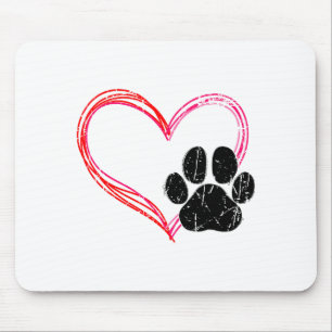 Tapis De Souris Amour Coeur Chat Chien Empreinte de Patte, Cadeaux
