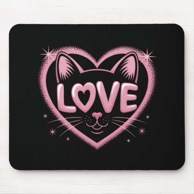 Tapis De Souris Amour de chat scintillant (Devant)