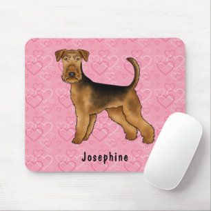 Tapis De Souris Amour de chien Airedale Terrier avec motif de cœur