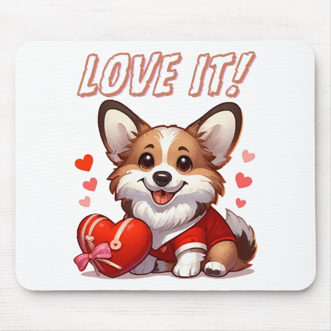 Tapis De Souris Amour de Corgi Mignon (Devant)