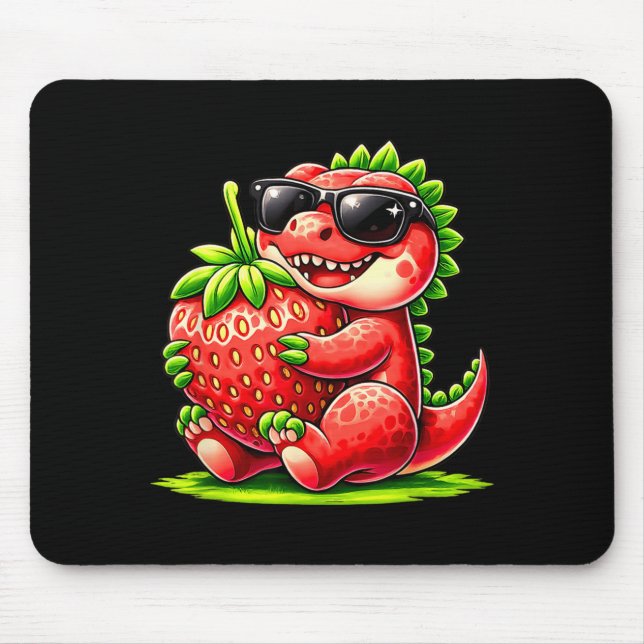 Tapis De Souris Amour de fruit d'été fraise Dinosaure T Rex (Devant)