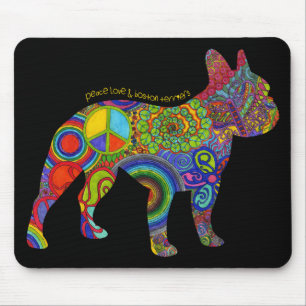 Tapis De Souris "Amour de paix et art de bruit de terriers de