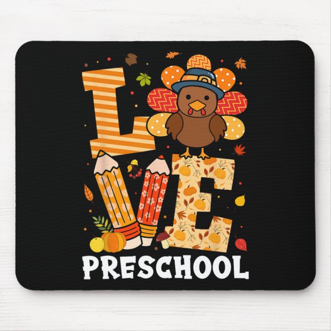 Tapis De Souris Amour de Thanksgiving Professeur d'école maternell (Devant)