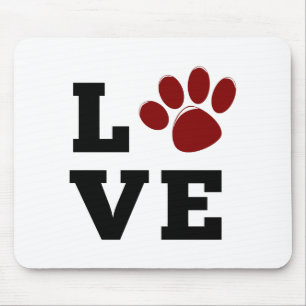 Tapis De Souris Amour Empreinte de Patte Amateur d'Animaux Amateur