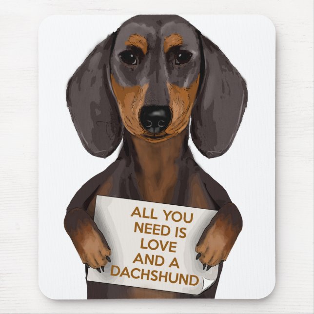Tapis De Souris Amour et Dachshund (Devant)