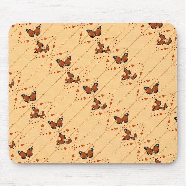 Tapis De Souris Amour et papillons en orange (Devant)