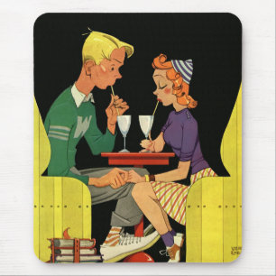 Tapis De Souris Amour et romance vintage, adolescents au magasin d