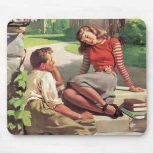Tapis De Souris Amour et romance vintage, amoureux du lycée