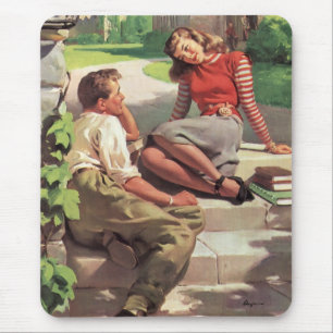 Tapis De Souris Amour et romance vintage, amoureux du lycée