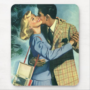 Tapis De Souris Amour et romance vintage, danse de Noël