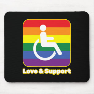 Tapis De Souris Amour et soutien personne arc-en-ciel avec handica