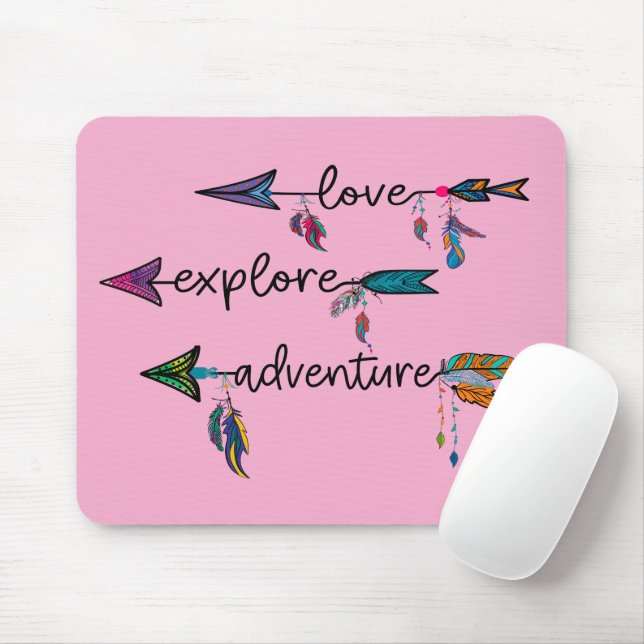 Tapis De Souris Amour Explore Aventure Arrow Tribal Boho Design (Avec souris)