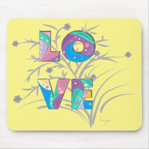 Tapis De Souris AMOUR Fleur Jaune Moderne Graphisme Unique Pad Sou