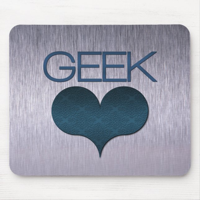 Tapis De Souris Amour geek (Coeur) Mousepad, Bleu foncé (Devant)