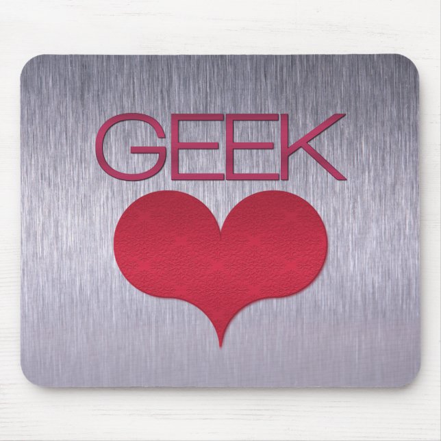 Tapis De Souris Amour geek (Coeur) Mousepad, Rose foncé (Devant)