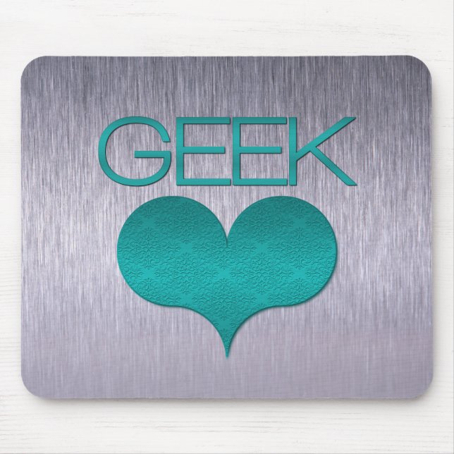 Tapis De Souris Amour geek (Coeur) Mousepad, Turquoise (Devant)