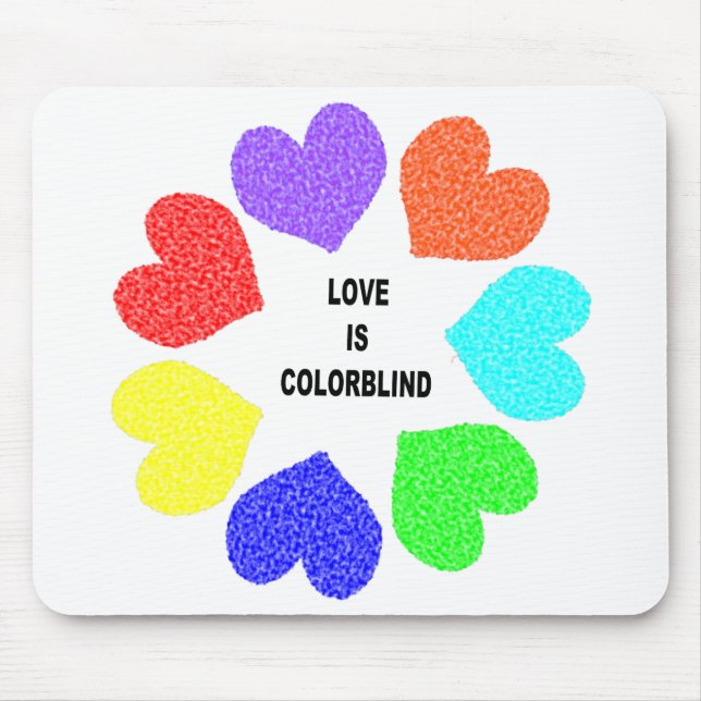 Tapis De Souris Amour interracial Coeurs arc-en-ciel Mousepad (Devant)