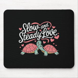 Tapis De Souris Amour lent et régulier Couple de tortues mignonnes