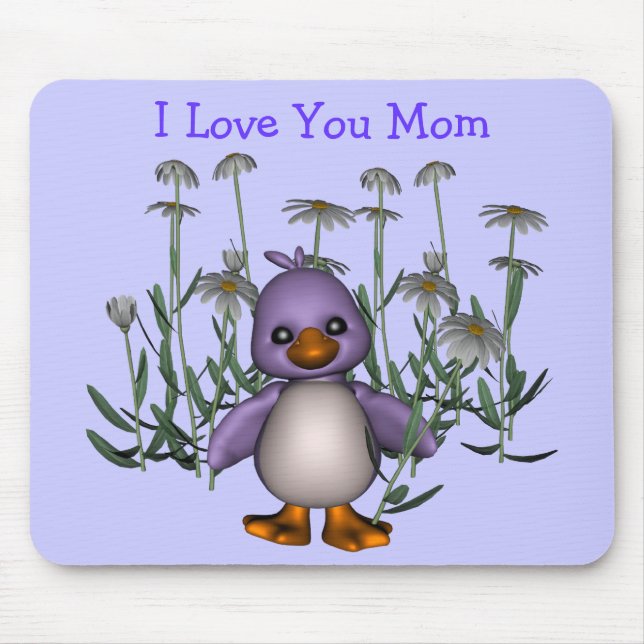 Tapis De Souris Amour Maman Fleurs Oiseaux Whimsical Mousepad (Devant)