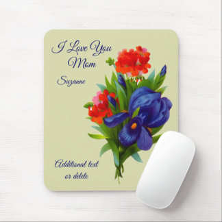 Tapis De Souris Amour Maman Iris Fleur Bouquet Personnalisé