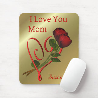 Tapis De Souris Amour Maman Rouge Roses Coeur Personnalisé