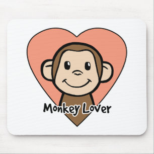 Tapis De Souris Amour mignon de singe de sourire de clipart