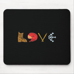 Tapis De Souris Amour Mignon Ski Alpin De Descente Neige Sports D'