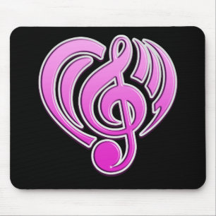 Tapis De Souris Amour Musical Vibrations Rose Musique Note DJ