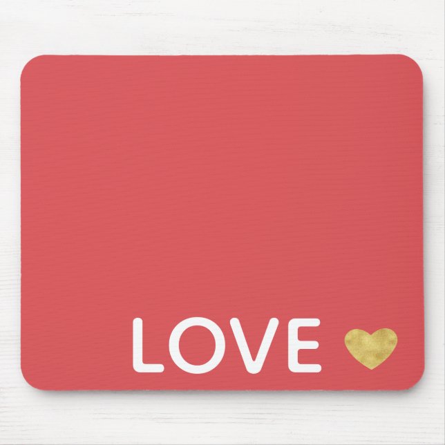 Tapis De Souris Amour Rouge Cœur Doré (Devant)