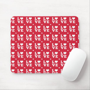 TAPIS DE SOURIS AMOUR ROUGE ET BLANC AVEC LES COEURS