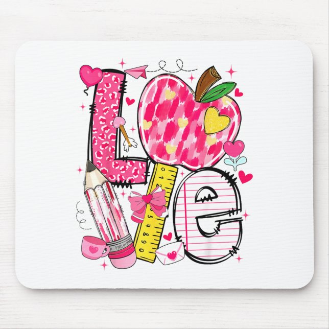 Tapis De Souris Amour Saint-Valentin Apple Pencil Enseignant Garço (Devant)