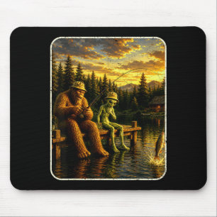 Tapis De Souris Amoureux de Bigfoot alien pêche drôle hommes sasqu