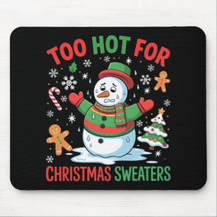 Tapis De Souris Amoureux de bonhomme de neige drôle trop chaud pou