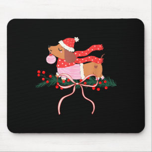 Tapis De Souris Amoureux de chien teckel vintage Noël mignon