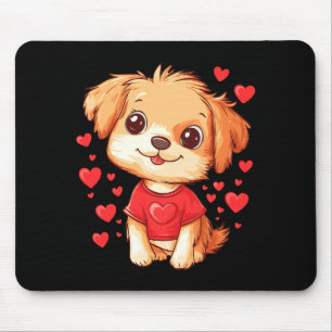 Tapis De Souris Amoureux de chiens Cœur Filles Chiot Saint Valenti