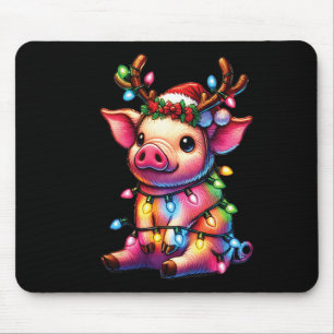 Tapis De Souris Amoureux des animaux de ferme porc portant le chap