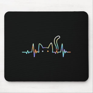 Tapis De Souris Amoureux des chats Heartbeat Animal Silhouette Cut