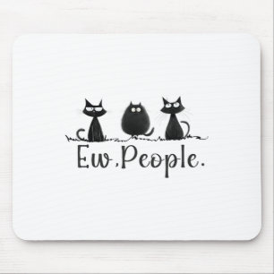Tapis De Souris Amoureux des chats noir Grumpy Graphisme amusant C